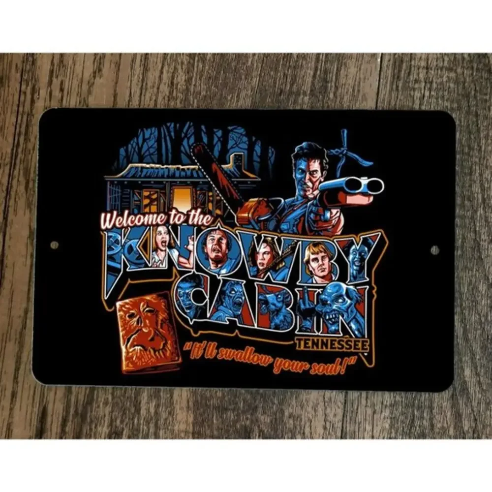 Welcome to the Knowby Cabin 8x12 Metal‎ Wall Sign Poster Evil Dead